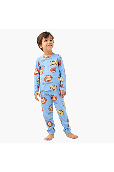 Juniors طقم تي شيرت وبيجامة بطبعة حيوانية