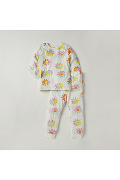Juniors طقم تي شيرت وبيجامة قطني بطبعة زهور كاملة
