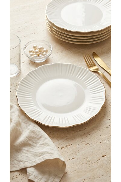 qtahya homes queen of kütahya Timeless Elegance 6-Person Porcelain Serving Plate Set Gold Gilding