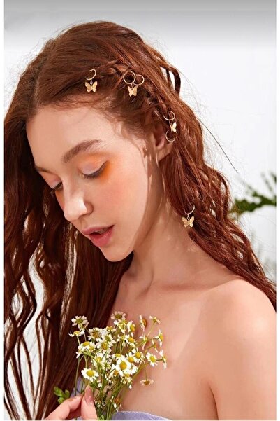 Marchen Collection Kadın Gold Kelebek Saç Kupesi Toka Seti