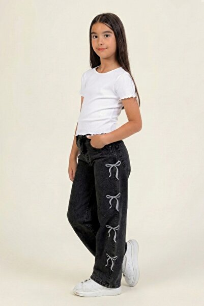 DMB BOYS & GIRLS Girl's Cotton Bow Embroidered Jeans
