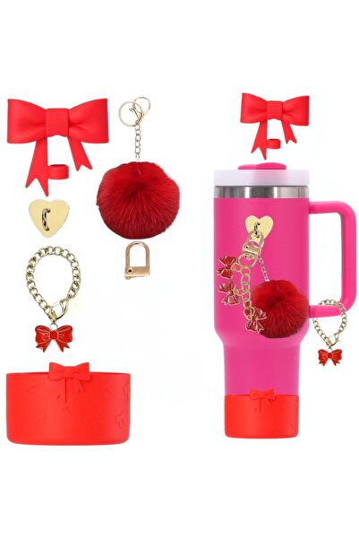 Store Quencher Pipetli Termos için Aksesuar Seti 6 Parça Set Kurdele Charm Tü...