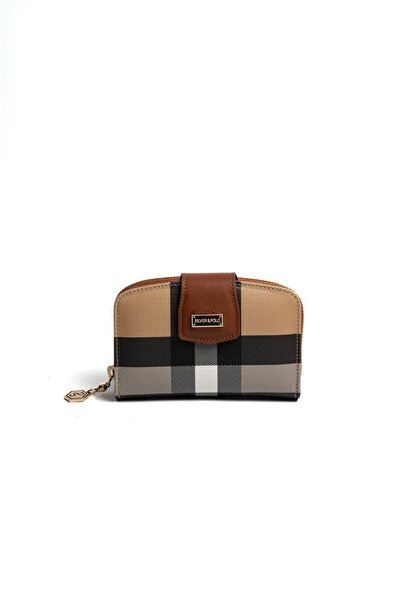 Silver Polo Silver & Polo Sp874 Women's Wallet & Card Holder Plaid Beige-Tan
