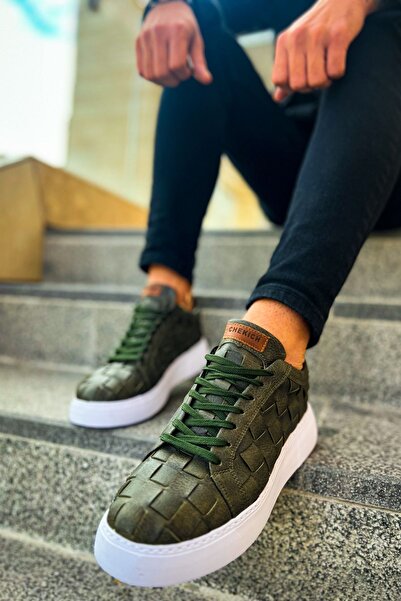 Lucy Shoes Yg209 Vimini Men's Casual Lace-Up Leather Sports Sneaker Shoes Cbt - Khaki