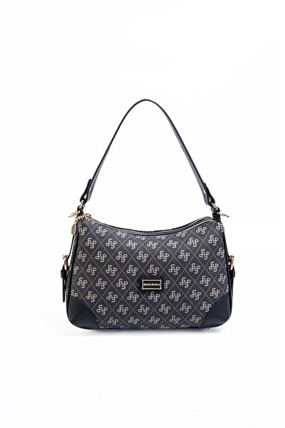 Silver Polo Silver & Polo Sp1269 Women's Shoulder Bag Monogram Smoked-Black