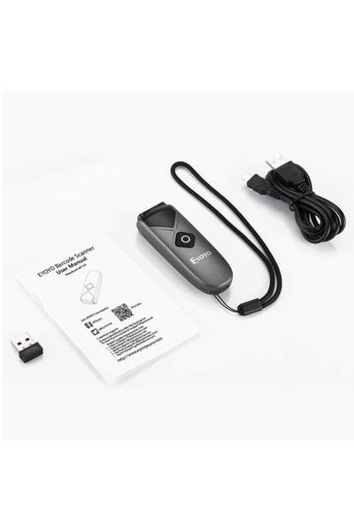 GÜMRÜK MARKET Eyoyo 1D 2D QR barkod tarayıcı, mini barkod okuyucu, 3'ü 1 arada USB kablolu/Bluetooth