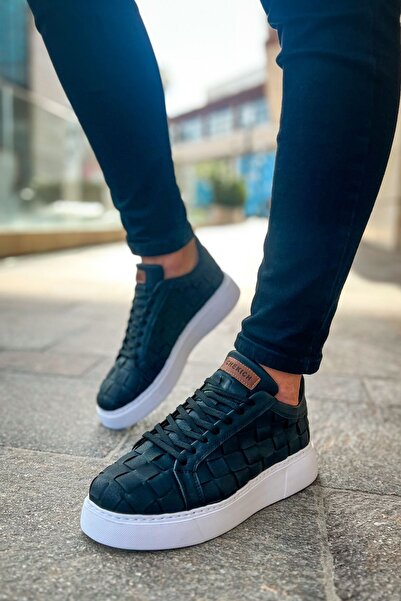 Lucy Shoes Yg209 Vimini Men's Casual Lace-Up Leather Sports Sneaker Shoes Cbt - Black