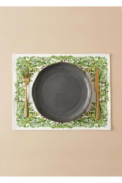 Markaev طقم أدوات مائدة أمريكي من 6 قطع من القطن من زيتين بارك