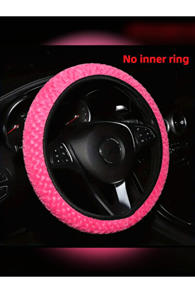 Clear Pink Pembe Peluş Direksiyon Kılıfı