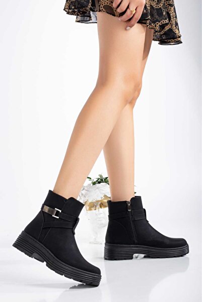 Sena Stil Comfortable Warm Lining Non-Slip Sole Zippered and Buckled Winter Thick Sole Women's Boots