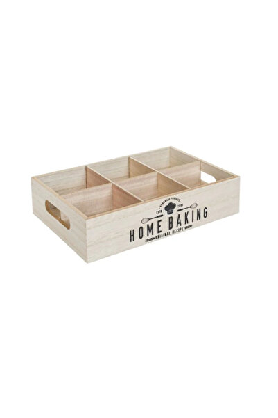 OEM Wooden Kitchen Organizer Box with 6 Compartments "HOME BAKING"
