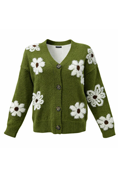 EnModaStyle Papatya Desen Women's Tricot Yumoş Cardigan