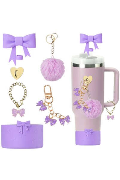 Store Quencher Pipetli Termos için Aksesuar Seti 6 Parça Set Kurdele Charm Tü...