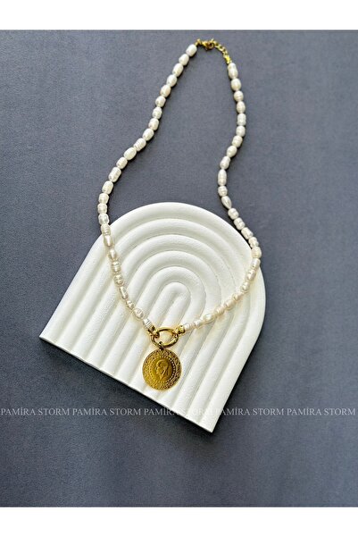 PS PAMİRA STORM ALTIN TAKILAN KOLYE ORİJİNAL KÜLTÜR İNCİSİ TAM ALTIN KOLYE AL...