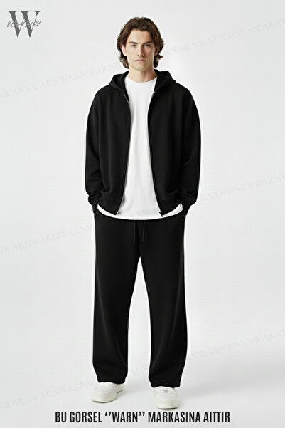 warn Black Baggy Tracksuit Set Hooded Cardigan Unisex Winter 3 Thread 100%
