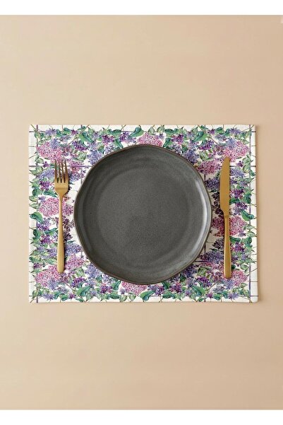 Markaev طقم مائدة أمريكي من 4 قطع من القطن بلون أرجواني فلورا