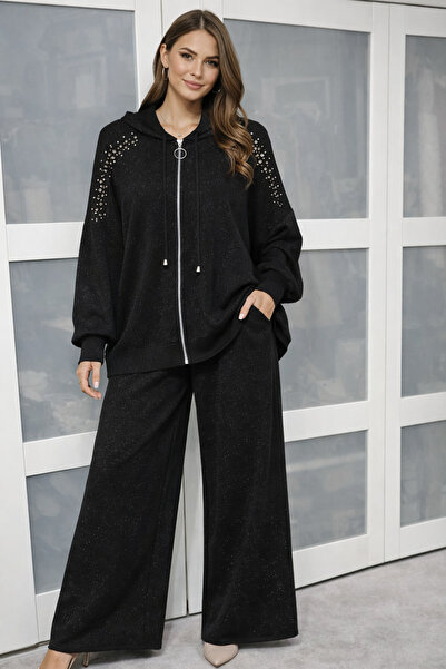 MODA S&S BZLİNE Omuz taş detaylı simli takım