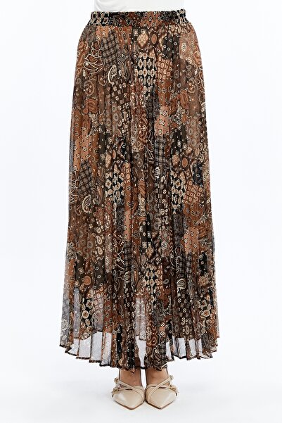 sehatex Lined Pleated Chiffon Waisted Elastic Skirt