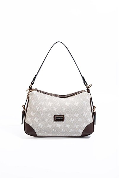 Silver Polo Silver & Polo Sp1269 Women's Shoulder Bag Monogram Stone-Brown