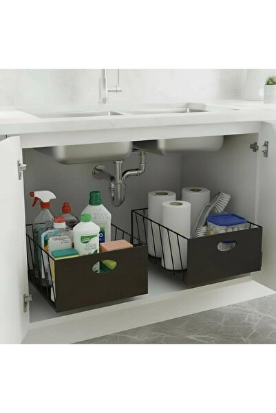 decorelax 2 bucăți 25/23 sertaruri cu șină în interiorul dulapului, negru