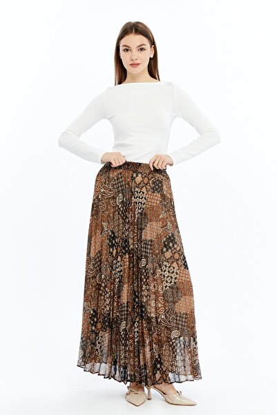 sehatex επένδυση πιέτες σιφόν με ελαστική φούστα μέσης