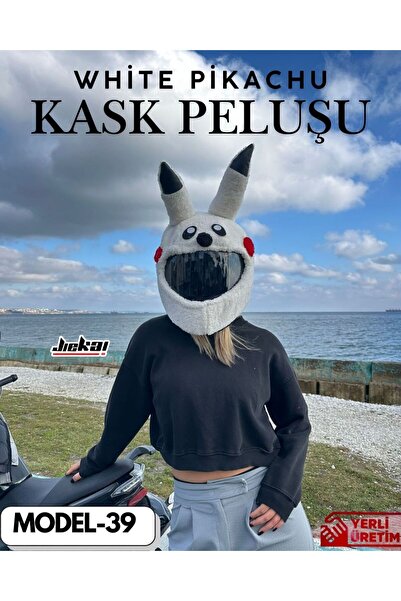 JK MODEL-39 KASK PELUŞU VE KASK KILIFI TEK EBAT WHİTE PİKACHU