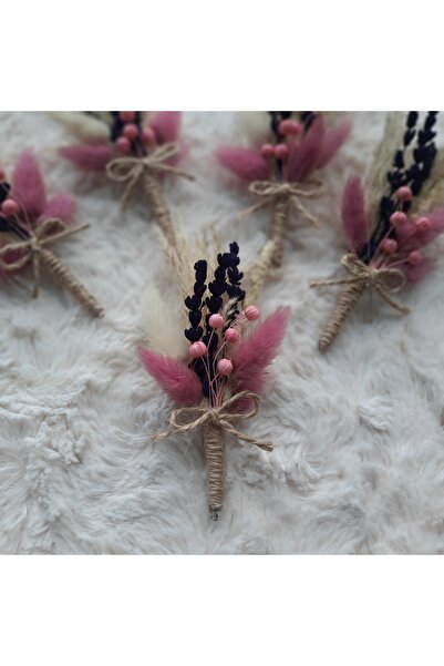 Lotus Hediye PEMBE KUŞ OTLU DAMAT YAKA ÇİÇEĞİ SADIÇ YAKA İĞNESİ