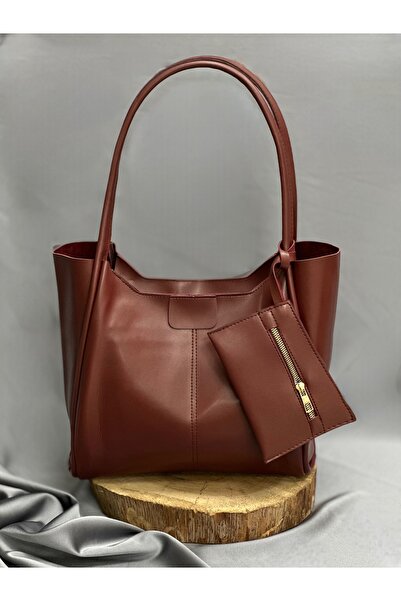 MİHRA STORE Geantă de mână pentru femei Asude din piele cu fermoar și portofe...
