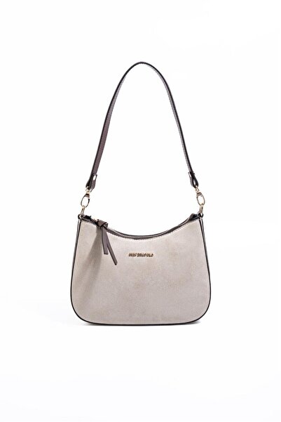 Silver Polo Geantă de umăr pentru femei Silver & Polo SP1259 din piele intoarsa bej-maro