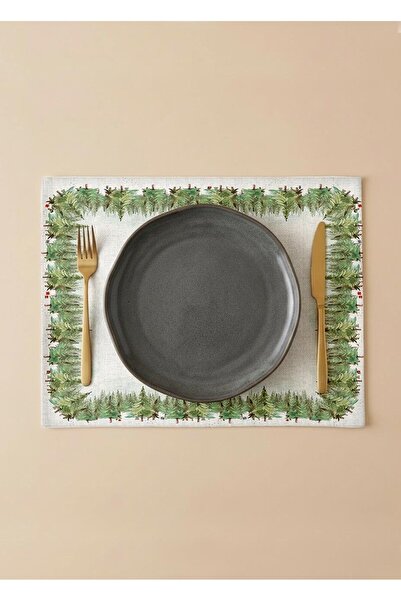 Markaev طقم أدوات مائدة أمريكي مكون من 4 قطع من قطن غابة الصنوبر