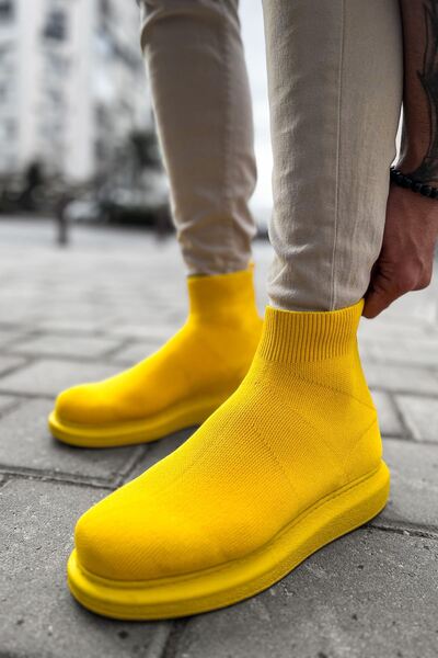 Lucy Shoes Yg207 Maglieria-T Men's Casual Laceless Knitwear Sports Sneaker Shoes Tst - Yellow