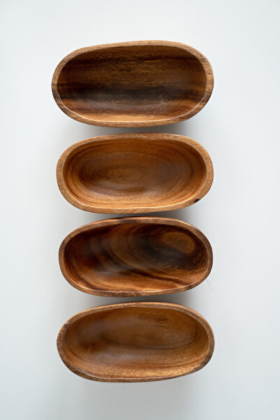 Dekorzdükkan 4'lü Mini Akasya Oval Kase