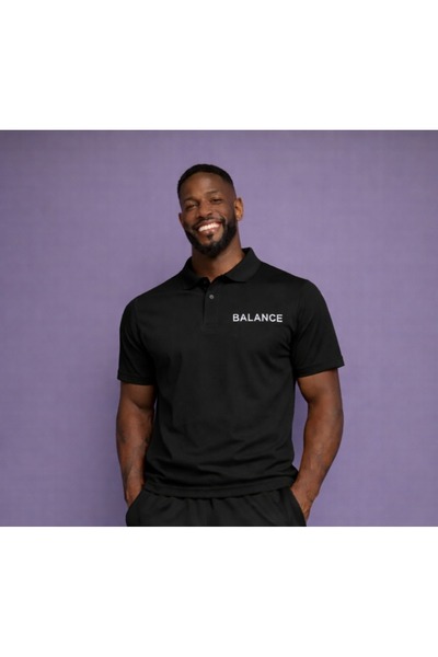 NOFLEN Ανδρικό μπλουζάκι με στάμπα Balance και λαιμόκοψη πόλο