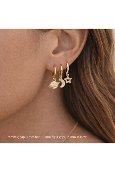 Heppii مجموعة أقراط متدلية مكونة من 3 قطع على شكل كوكب وقمر ونجمة