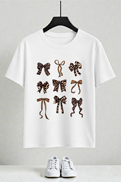 uyguntarz Μπλουζάκι με σχέδιο με τύπωμα με κορδέλες με λεοπάρ σχέδιο