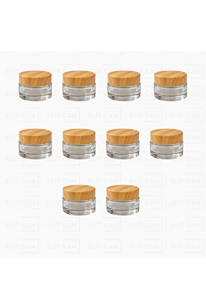 Elitcam 20 CC CAM ŞEFFAF KREM KAVANOZU AHŞAP DESENLİ PLASTİK KAPAK İÇ CONTALI...