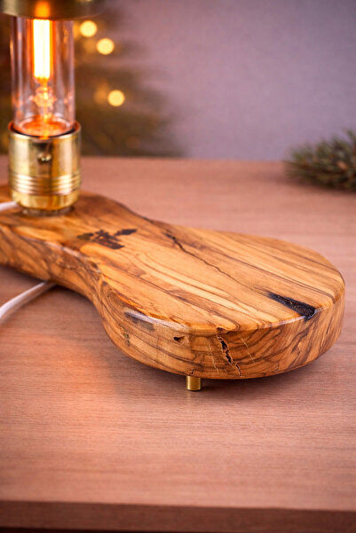 OEM Handmade decorative lamp made of solid olive wood