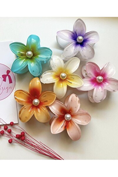 Marchen Collection Kadın İncili Renkli 6'Lı Lotus Toka Seti