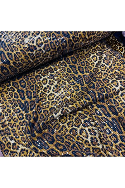 CANTEKİN TEKSTİL STREÇ LEOPAR PAYET KUMAŞ - EN 150CM