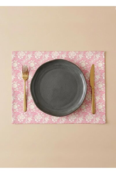 Markaev طقم مائدة أمريكي من 6 قطع من القطن الوردي بوتانيكا نوستالجيا