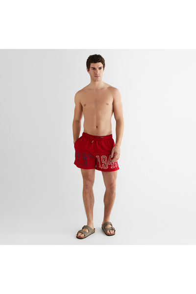 Gant Erkek Kırmızı Regular Fit Logolu Mayo Şort