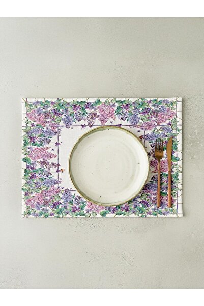 Markaev طقم مائدة أمريكي من 4 قطع من القطن بلون أرجواني فلورا