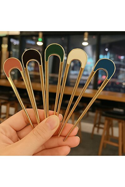 Marchen Collection Kadın Gold Renkli Saç Toplama Topuz Yapma 5 Adet