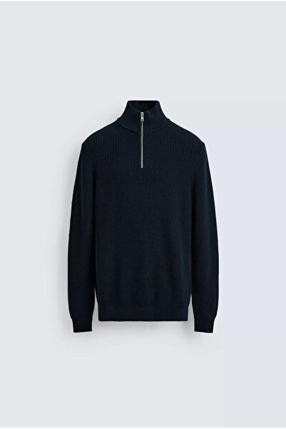 ECARTS Men's Regular Fit Reverse Knit Sweater Navy Blue Eca056
