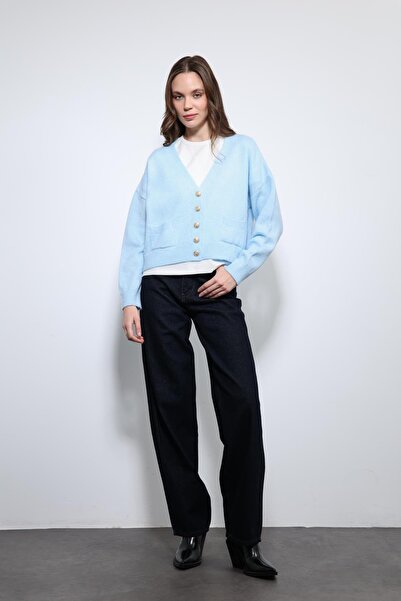 Antioch Blue Wool Blend Cardigan