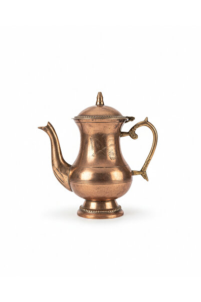 Taşhan Çarşı Antika Pirinç Sütlük - El İşçiliği Çini ve Çiçek İşlemeli Bakır ...