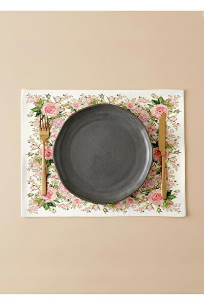 Markaev طقم مائدة أمريكي من 6 قطع من القطن بنقشة الورود الربيعية