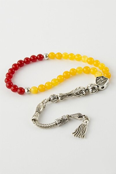 Marsilyan Red Yellow Ceyt Natural Stone Prayer Beads 6 mm