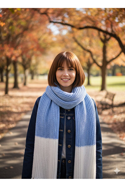 As Reyon Püsküllü İki Renkli Atkı