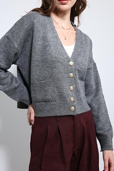 Antioch Dark Gray Wool Blend Cardigan